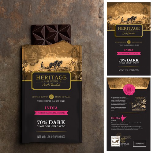 High-End Craft Chocolate Packaging that Creates a Sense of Heritage and Community Diseño de AON