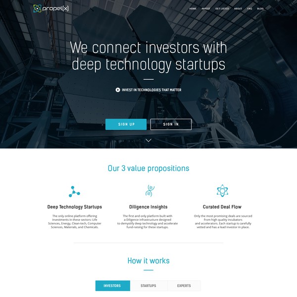 Design by Roman Sapielkin titled "Propel(X) landing page"