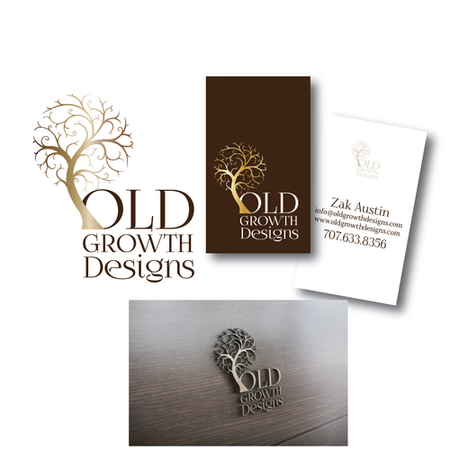 Create cool bronze plaque and business card concept for Reclaimed Redwood table co. Design by HandleVISION