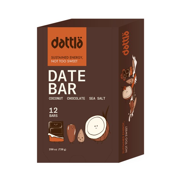 Minimalist packaging for a date-based snack bar 