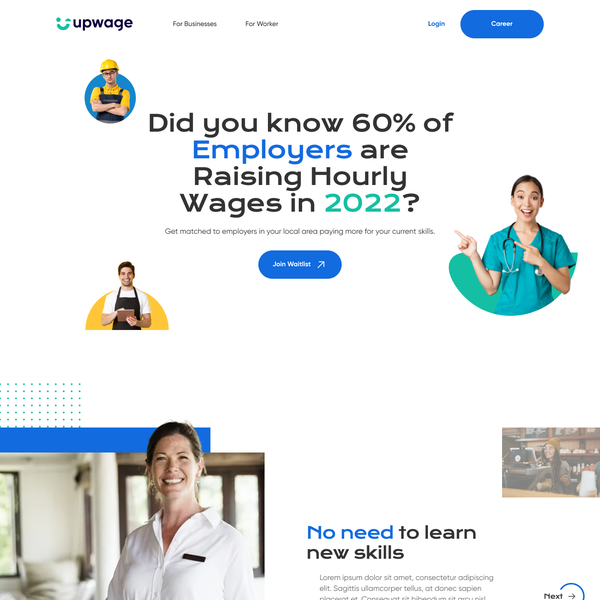 Design by Degie Tatanusa titled "Landing page for Upwage"