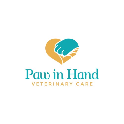 Small Vet Clinic needs a logo that expresses the human-animal bond: Paw in Hand Design by danoveight