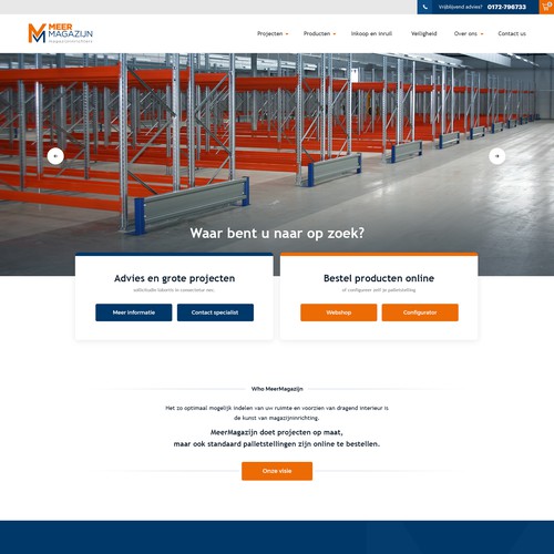 Creative website templates for a leading pallet racks company_ Meermagazijn Design réalisé par Aj3664