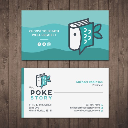 CREATIVE BUSINESS CARD DESIGN FOR THE POKE STORY Design by Tcmenk