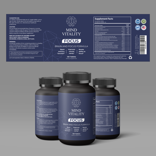 Bottle label design for Nootropics product Design by atensebling