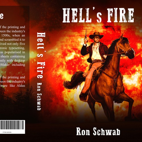 Design a book cover for action-packed Western novel “Hell's Fire” Design by ShahzaibZaheeer