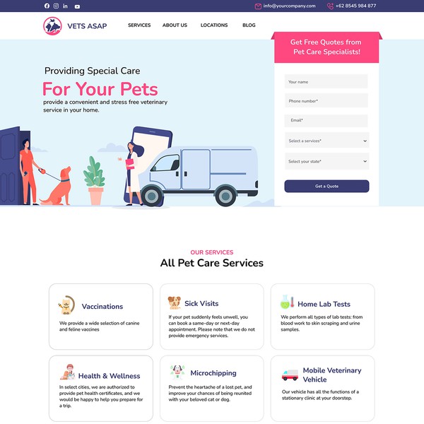 Website design for pet care solutions