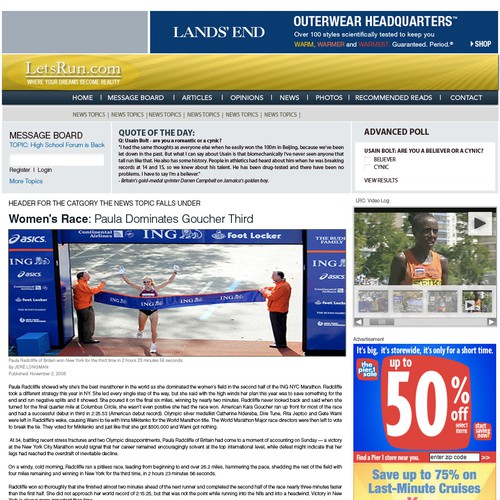 LetsRun.com Homepage Re-Design/Cleanup Diseño de kgn6