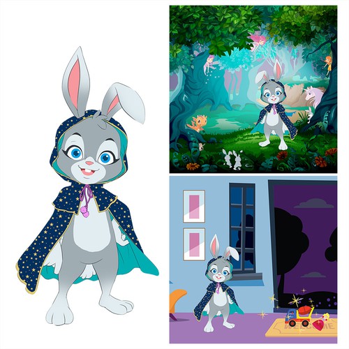 Cloak-Wearing Bunny Character (Vector) for Children's Book! Design by rezahales