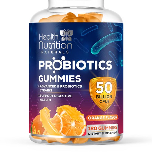 Healthy Probiotic Gummies Label needed for Health Nutrition Design by JOHN's_AlphaCreation