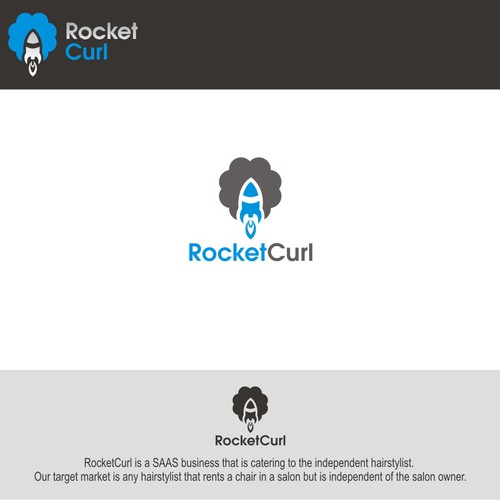 Create a capturing vintage Rocket logo for RocketCurl. Design by LAWETMAS