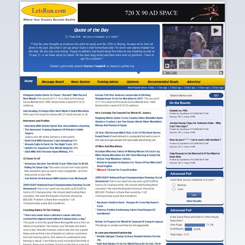 LetsRun.com Homepage Re-Design/Cleanup Diseño de GDT Design