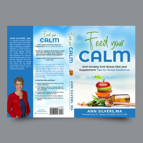 Captivating Yet Calm Book Cover for Stress Relief thru Nutrition Concept Design by Yna