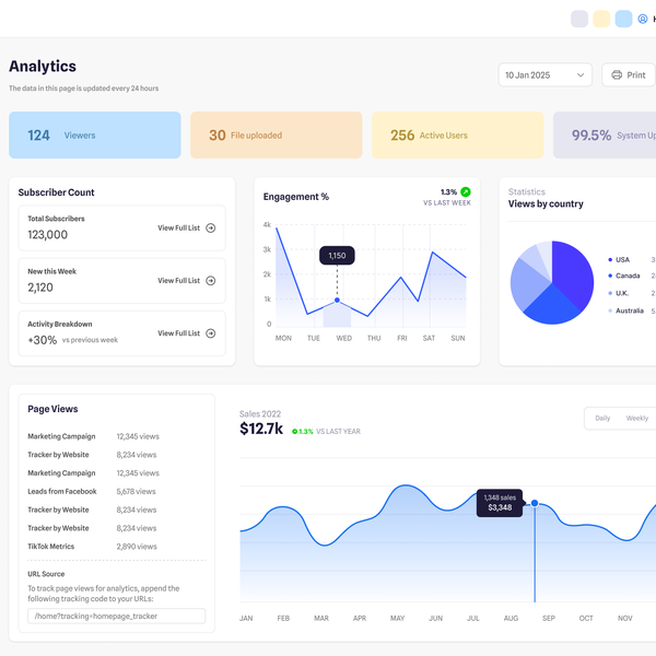 Clean Light Theme Dashboard Design