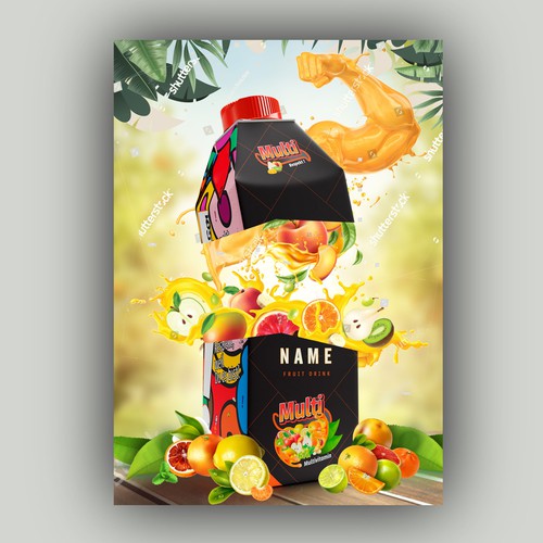 Dynamic poster design for Fruit Juice advertisement Design réalisé par allMarv