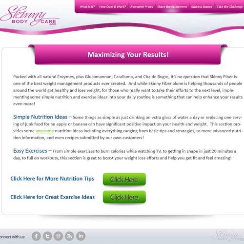 Create the next website design for Skinny Fiber 90 Day Weight Loss Challenge デザイン by N-Company