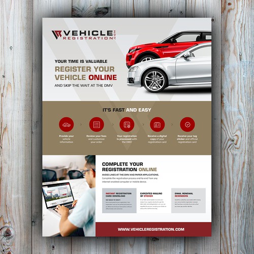 One-Page Flyer for VehicleRegistration.com Design by iguads ⭐️⭐️⭐️⭐️⭐️