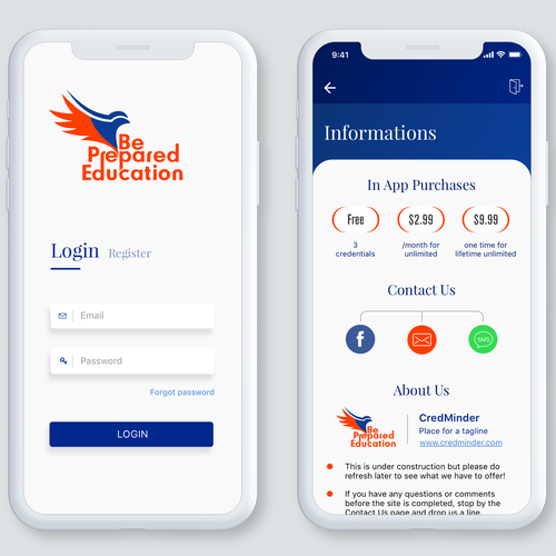Design UI/UX for credential monitoring iOS app. Design by Bovan
