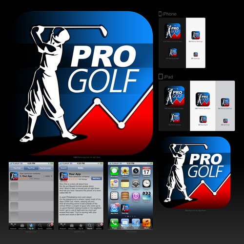  iOS application icon for pro golf stats app Design by designspot