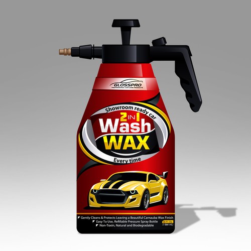 Glosspro "2 in 1 Car Wash and Wax" (Waterless Carwash)  Label Design by Yeni Rostislav