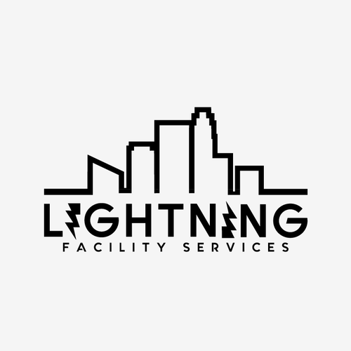 Cool logo using a lightning bolt for commercial maintenance/cleaning company. Design by HadiArts