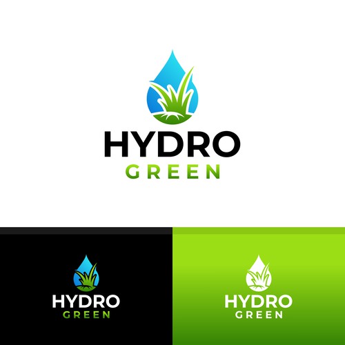 Sleek bold logo for hydroseeding company water droplet/grass Design by AjiCahyaF