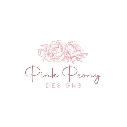 Pink Peony Designs Logo Contest Design by desi9nart