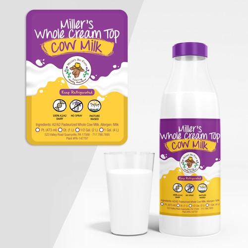 Design a cream top milk label for our kid-friendly brand! Design by ArieRod