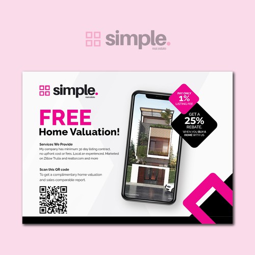 Make a home valuation real estate postcard with QR code.-ontwerp door Pawan Kumar Droch