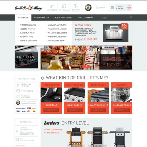Online-Shop Design: New design for grill-profi-shop.de デザイン by brunomendes