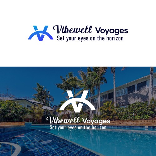 Calming & Relaxing Logo for Vibewell Voyages Travel Agency Design by Abid Nion