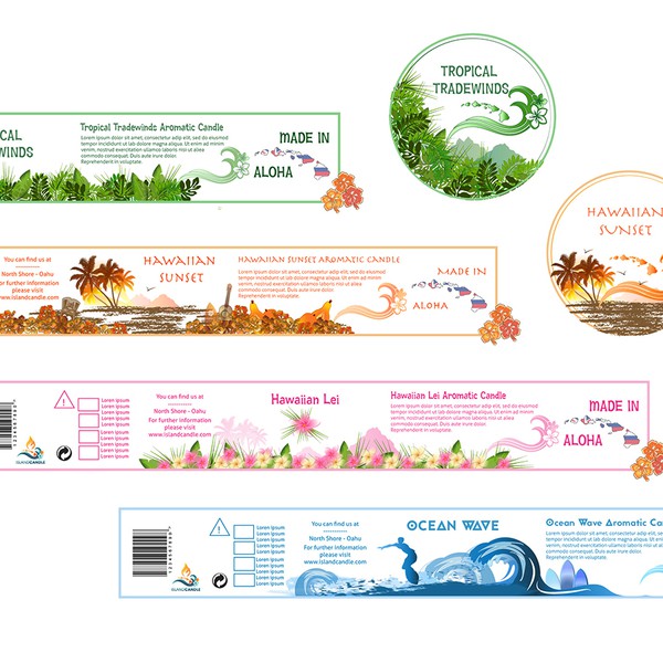 Hawaiian inspired label for candle tins