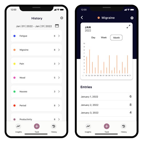 Symptom Tracker App Design von Black.vanilla