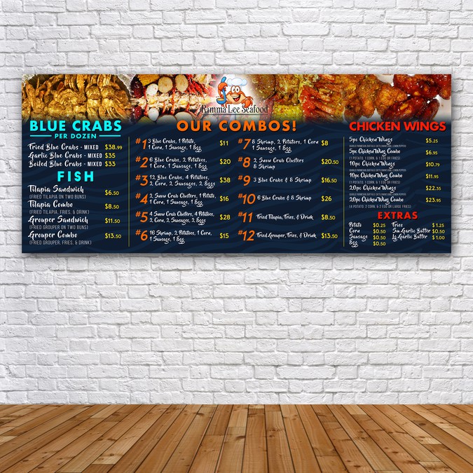 WALL MENU for SEAFOOD RESTAURANT Signage contest