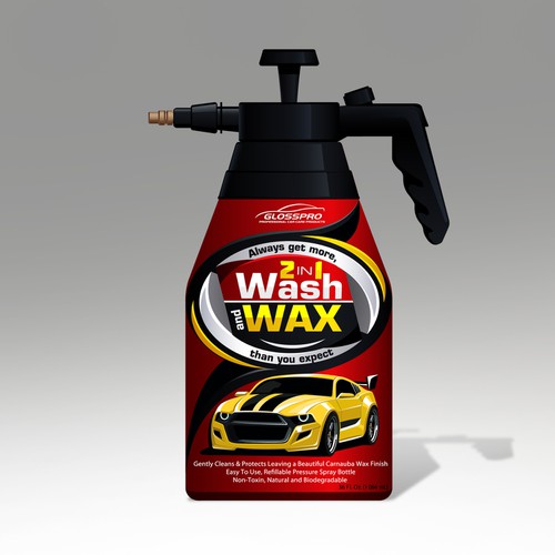 Glosspro "2 in 1 Car Wash and Wax" (Waterless Carwash)  Label Design by Yeni Rostislav