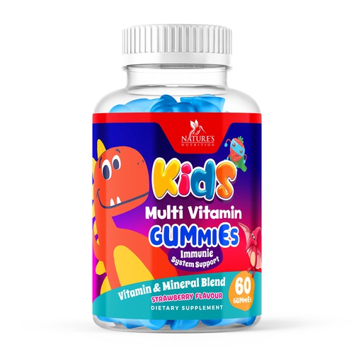 Tasty Kids Multivitamin Gummies Product Label for Nature's Nutrition Design by Designer_John