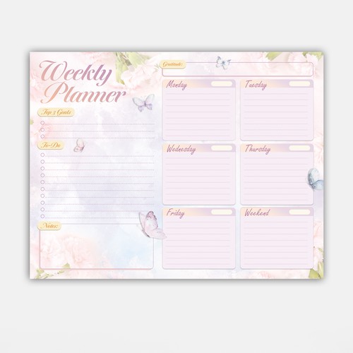 Design a weekly planner template with graphical elements. Design by LunarDragon