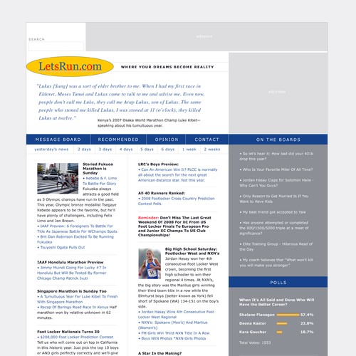 LetsRun.com Homepage Re-Design/Cleanup Diseño de montgomery