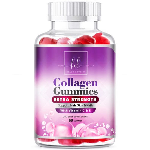 Hello Lovely needs a Collagen Gummies product label Design by agooshe