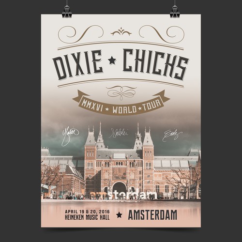 Dixie Chicks 2016 Amsterdam Concert Poster Design by BatangKalye