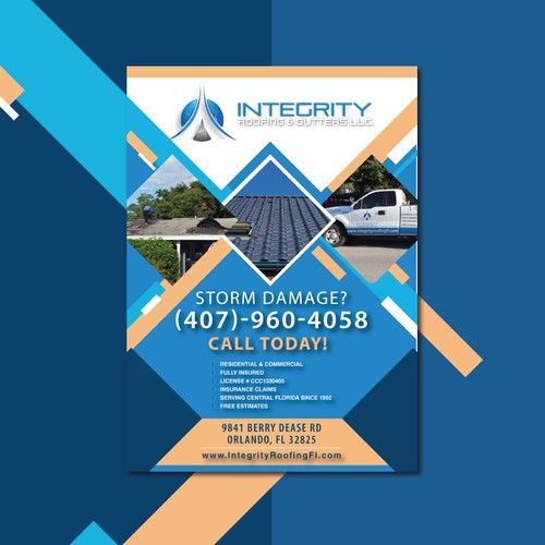 Roofing Company Storm Damage Flyer Design von O.Velianyk