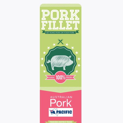 Create a striking top product label for a pork fillet product-ontwerp door April Anny