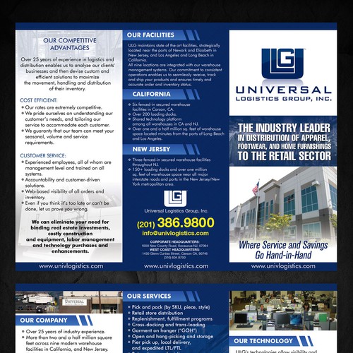 Create the next single-page advertising brochure for Universal Logistics Group Réalisé par sercor80