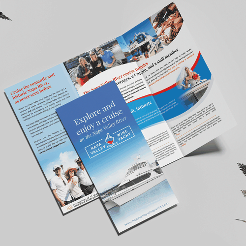 Tri-fold brochure for Napa Valley Wine Yacht tours Design by J.F