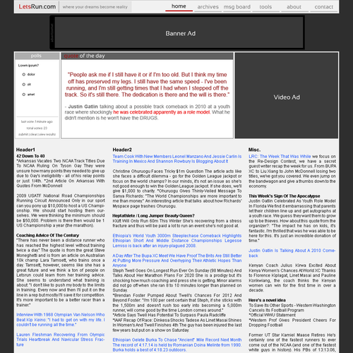 LetsRun.com Homepage Re-Design/Cleanup Diseño de Equiflux