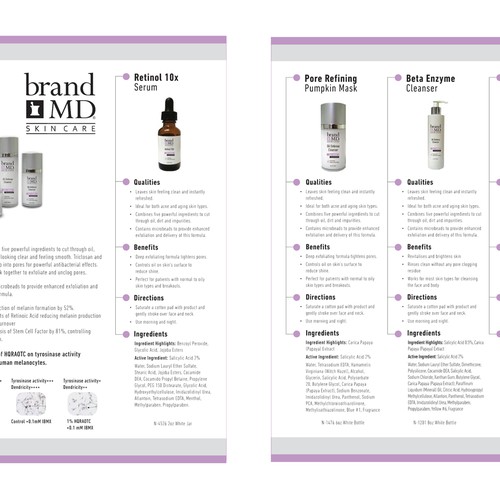 Skin care line seeks creative branding for brochure & fact sheet Design by Lala Creative NZ