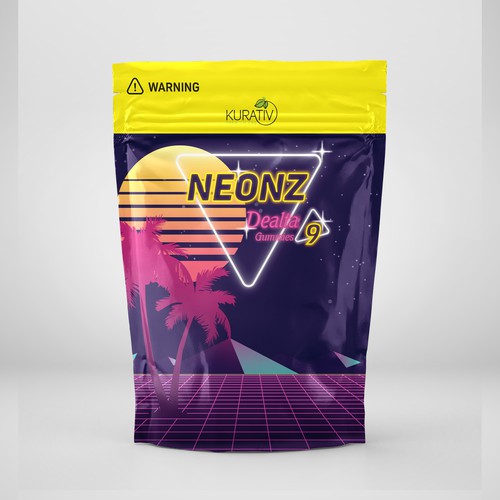 Neonz Delta 9 THC Gummies Retro 80's / 90's beach packaging Design by Manthanshah