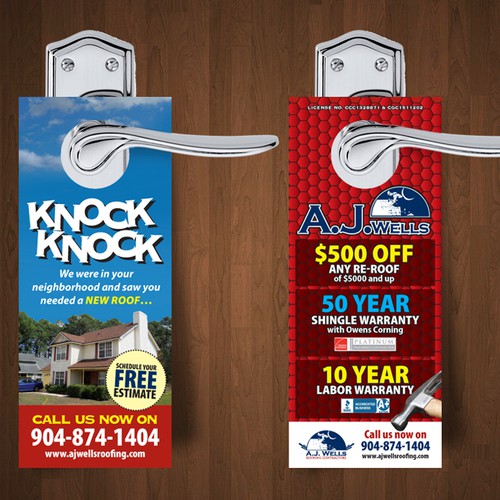 Door Hanger Design for A Roofing Company  デザイン by Paul.M.W