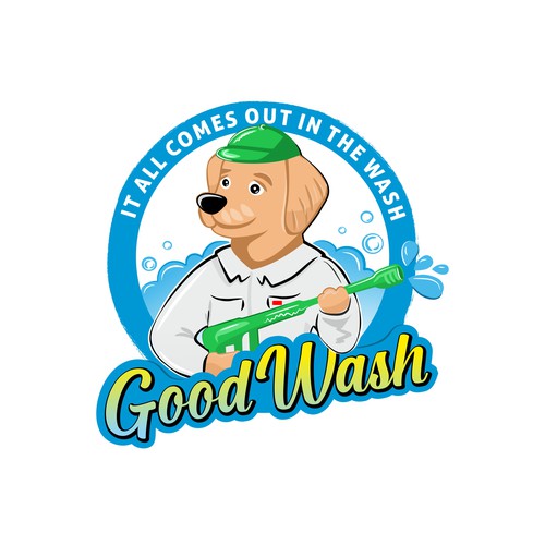 Pressure Washing Company Logo with Dog Incorporated Design by Tanya.