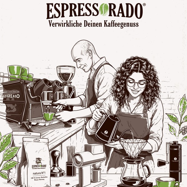 Custom Hand-Drawn Roll-Up Banner for Specialty Coffee Shop